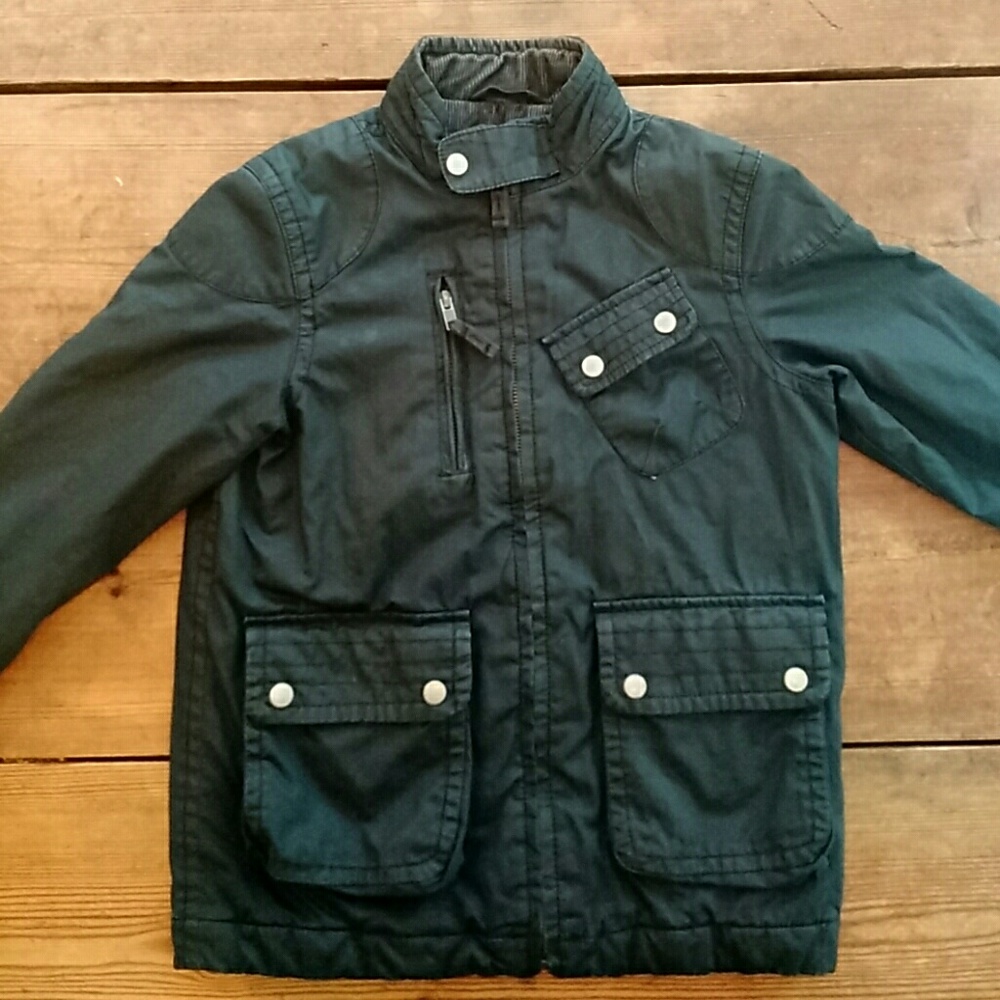 Barbour style faux waxed jacket black cotton S